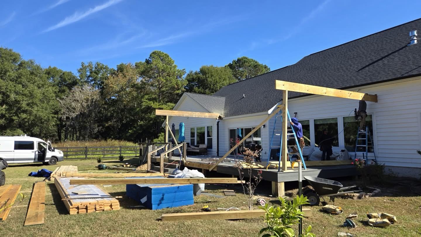 Porch enclosure installation in progress